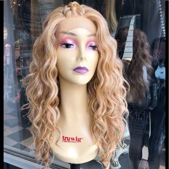 Accessories - Blonde braid wig long loose curls lacefront 2019